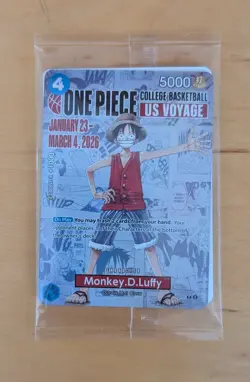 One Piece Monkey D. Luffy College Basketball US Voyage Promo Card P-055 - Image 1