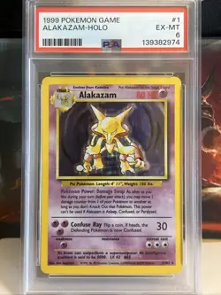 1999 Pokemon Alakazam Rare Holo Card #1/102 PSA 6 Ex-mt - Image 1