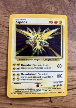 Pokemon TCG Zapdos Base Set Holo Rare Card 16/102 WOTC Vintage - Image 1