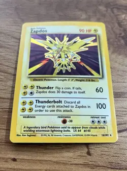 Pokemon TCG Zapdos Base Set Holo Rare Card 16/102 WOTC Vintage - Image 2