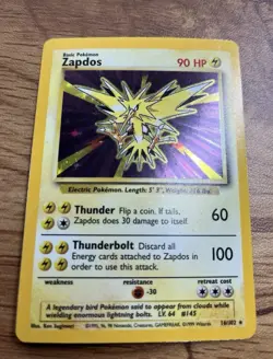Pokemon TCG Zapdos Base Set Holo Rare Card 16/102 WOTC Vintage - Image 5