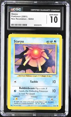 Pokemon 2001 Staryu Neo Revelation 56/64 CGC 10 - Image 1