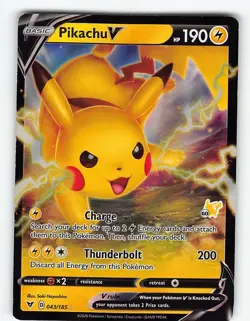 PIKACHU V 043/185 HOLO RARE V VIVID VOLTAGE POKEMON MP - Image 2