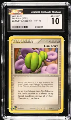 Pokemon 2003 Lum Berry EX Ruby & Sapphire 84/109 CGC 10 - Image 1