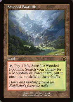 1x Wooded Foothills - Retro Frame NM-Mint, English Modern Horizons 3 MTG Magic - Image 1