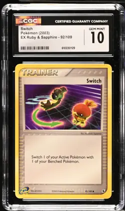 Pokemon 2003 Switch EX Ruby & Sapphire 92/109 CGC 10 - Image 1