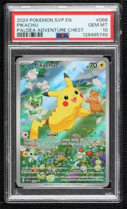 Pikachu (Paldea Adventure Chest) Holo Pokemon Scarlet & Violet Black Star PSA 10 - Image 1