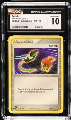 Pokemon 2003 Switch EX Ruby & Sapphire 92/109 CGC 10 - Image 1