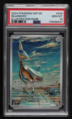 Skarmory Illustration Rare Pokemon SV08: Surging Sparks PSA 10 GEM MT - Image 1