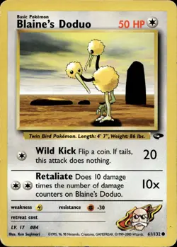 Blaine's Doduo 61/132 Common Gym Challenge Multi Item Discount HP - Image 1