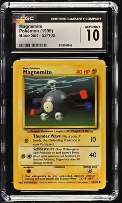 Pokemon Magnemite 1999 Base Set 53/102 CGC 10 - Image 1