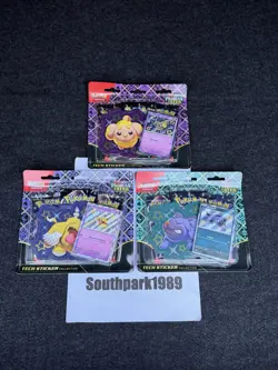 Pokemon TCG Paldean Fates Tech Sticker Collection Set Of 3 Factory Sealed - Image 1