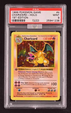 Pokemon 1999 1st Ed. Base Set Shadowless Charizard Holo PSA 9 MBA SILVER DIAMOND - Image 1