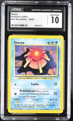 Pokemon 2001 Staryu Neo Revelation 56/64 CGC 10 - Image 1