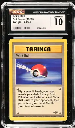 Pokemon 1999 Poke Ball Jungle 64/64 CGC 10 - Image 1