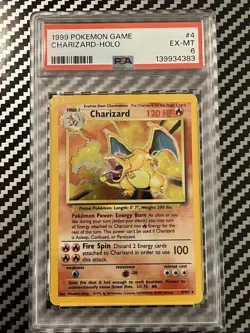 Beautiful Pokemon Card Holo Base Set Charizard 4/102 PSA 6 EX-MT - Image 1