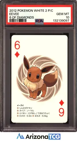 Pokemon 2012 Eevee 6 Diamonds Pokemon White 2 Playing Cards Japanese PSA 10 - Image 1