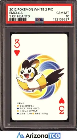 Pokemon 2012 Emolga 3 Of Hearts Pokemon White 2 Playing Card Japanese PSA 10 - Image 1