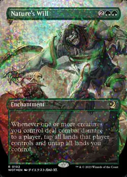 1x (102) Nature's Will - CONFETTI FOIL - BORDERLESS ANIME MTG Wilds of Eldraine: - Image 1