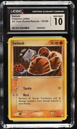 Pokemon Swinub 2004 EX Team Rocket Returns 79/109 CGC 10 - Image 1