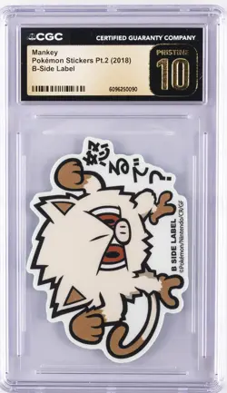2018 POKEMON STICKERS PT. 2 B-SIDE LABEL MANKEY CGC 10 PERFECT - Image 1