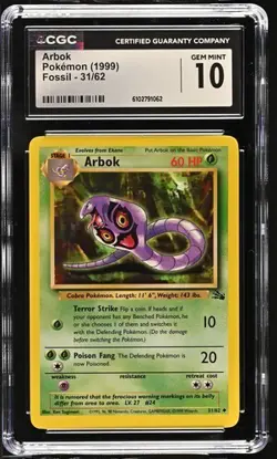 Pokemon Arbok 1999 Fossil 31/62 CGC 10 - Image 1