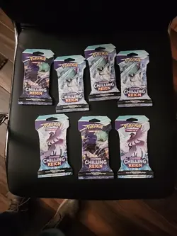 (Lot of 7) Pokemon TCG Sword & Shield Chilling Reign Booster Pack - New/sealed. - Image 1