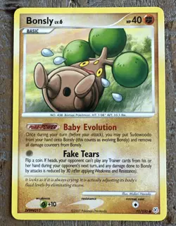 2007 Pokemon Diamond & Pearl Bonsly Common LP 71/130 - Image 1