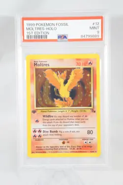 1999 POKEMON FOSSIL 1ST ED #12 MOLTRES-HOLO PSA 9 - Image 1