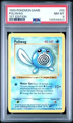Poliwag #59 - 1999 Pokemon Base Set 1st Edition - PSA 8 - Image 1