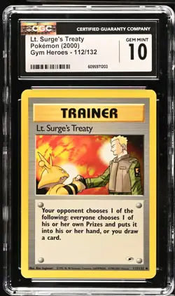 Pokemon 2000 Lt. Surge's Treaty Gym Heroes 112/132 CGC 10 - Image 1