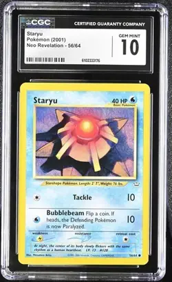 Pokemon Staryu 2001 Neo Revelation 56/64 CGC 10 - Image 1