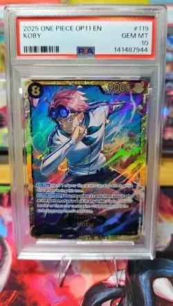 One Piece Koby (119) OP11-119 A Fist of Divine Speed Foil PSA 10 - Image 1