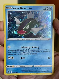 POKEMON HISUIAN BASCULIN SWSH273 BLACK STAR PROMO COSMOS HOLO HD SWIRL NM CARD - Image 1