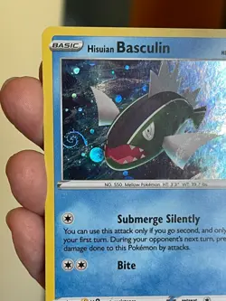 POKEMON HISUIAN BASCULIN SWSH273 BLACK STAR PROMO COSMOS HOLO HD SWIRL NM CARD - Image 3
