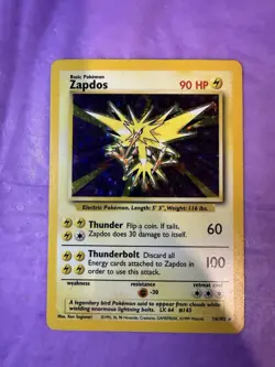 Pokemon Zapdos Base Set 16/102 Holo Rare 90 HP English TCG Card - Image 2