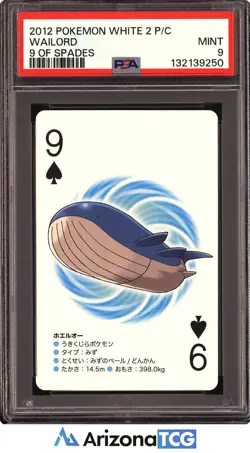 Pokemon 2012 Wailord 9 Of Spades Pokemon White 2 Playing Card Japanese PSA 9 - Image 1