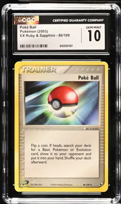 Pokemon 2003 Poke Ball EX Ruby & Sapphire 86/109 CGC 10 - Image 1