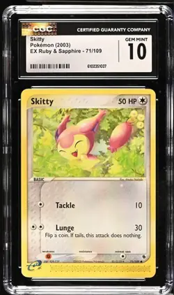 Pokemon Skitty 2003 EX Ruby & Sapphire 71/109 CGC 10 - Image 1