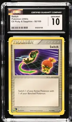 Pokemon 2003 Switch EX Ruby & Sapphire 92/109 CGC 10 - Image 1