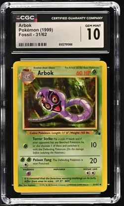 Pokemon Arbok 1999 Fossil 31/62 CGC 10 - Image 1