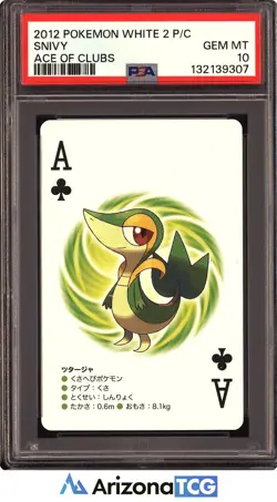 Pokemon 2012 Snivy Ace Of Clubs White 2 Playing Cards Japanese GEM MINT PSA 10 - Image 1