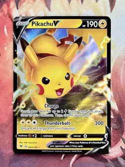 Pikachu V 043/185 Pokemon VIVID VOLTAGE Card Holo Ultra Rare Near Mint ⚡ - Image 1