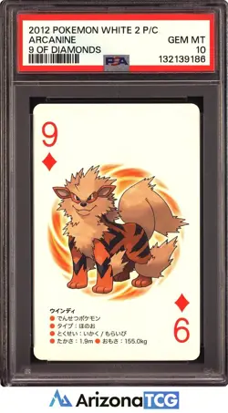 Pokemon 2012 Arcanine 9 Of Diamonds White 2 Playing Cards Japanese PSA 10 - Image 1