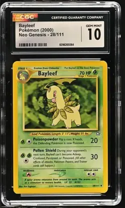 Pokemon Bayleef 2000 Neo Genesis 28/11 CGC 10 - Image 1