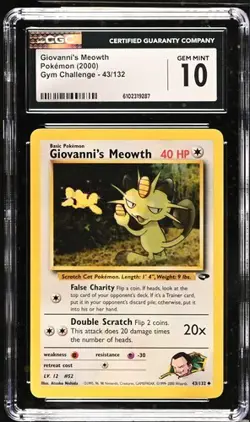 Pokemon Giovanni's Meowth 2000 Gym Challenge 43/132 CGC 10 - Image 1