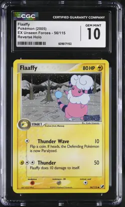CGC 10 GEM MINT Flaaffy EX Unseen Forces 56/115 Reverse Holo STAMPED Pokemon - Image 1
