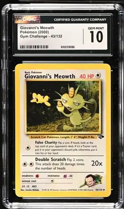Pokemon Giovanni's Meowth 2000 Gym Challenge 43/132 CGC 10 - Image 1