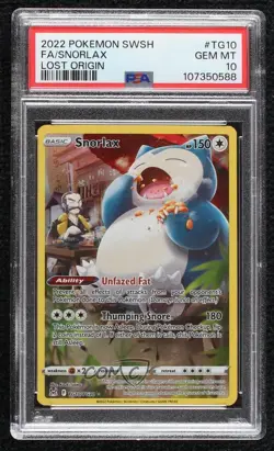 Full Art - Snorlax Pokemon Sword & Shield Lost Origin Trainer Gallery PSA 10 - Image 1