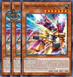 Yugioh! 3x Conduction Warrior Linear Magnum Plus Minus BPRO-EN099 Super Rare NM - Image 1